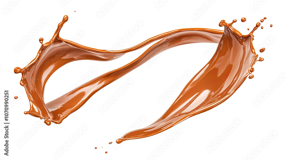 Poster dynamic chocolate milk splashes isolated with a transparent background generative ai