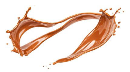 Dynamic Chocolate Milk Splashes Isolated With a Transparent Background Generative AI