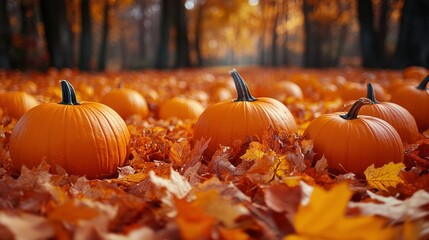 Autumn Pumpkin Patch in a Rural Setting