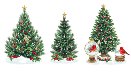 Fir Branches Holly Berries Snow Globes Generative AI