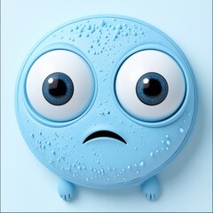 Sad face blue emoji expression
