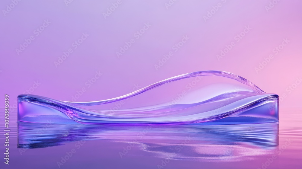 Poster a sleek, translucent object gracefully rests on a reflective surface with a gradient background.