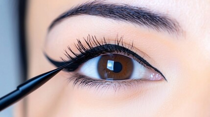 Naklejka premium Eye with eyeliner makeup