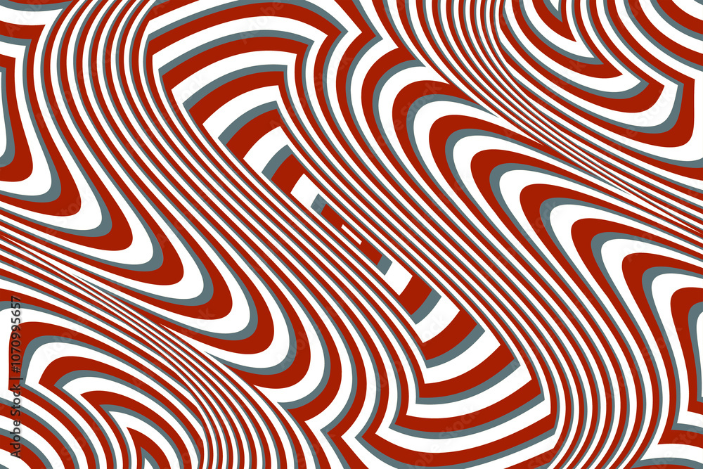 Poster dynamic red and white wave patterns create an abstract visual symphony of motion