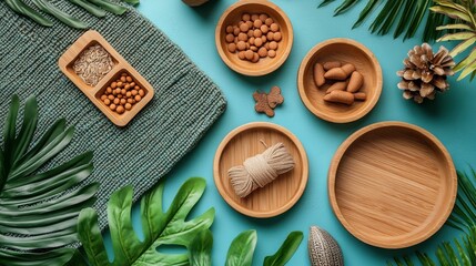 Natural Elements and Rustic Decor on a Vibrant Background