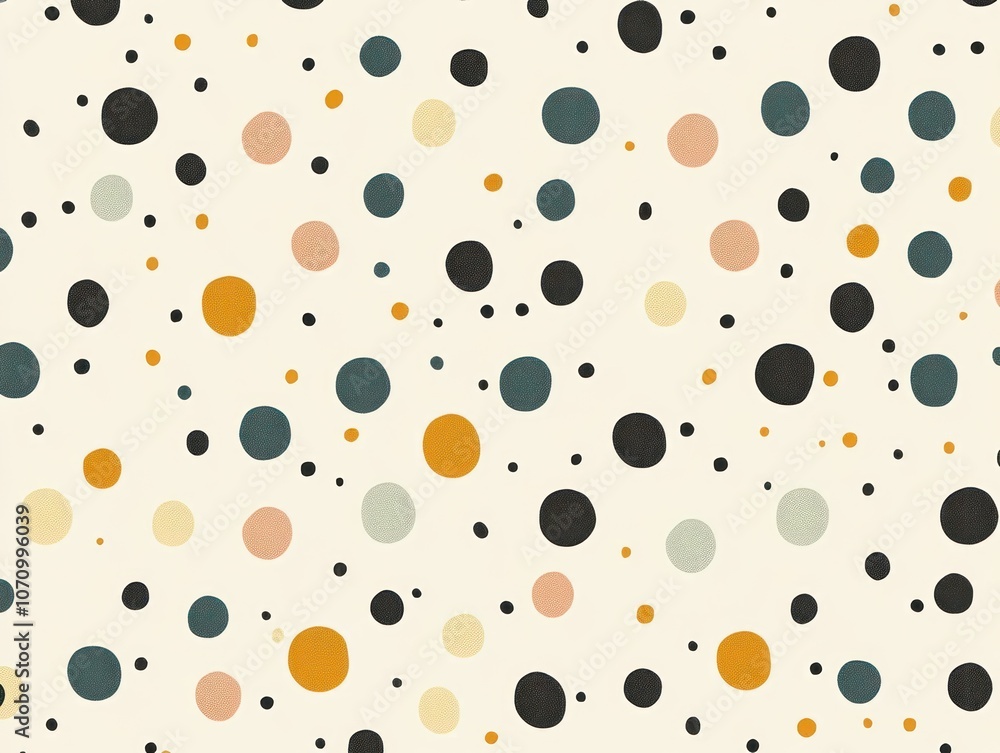 Poster a playful pattern featuring colorful dots on a light background, ideal for design projects.