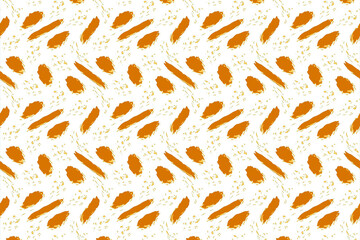 Unique abstract pattern featuring vibrant orange shapes on a white background