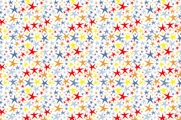 Colorful star patterns dancing across a vibrant, playful background in a joyful design