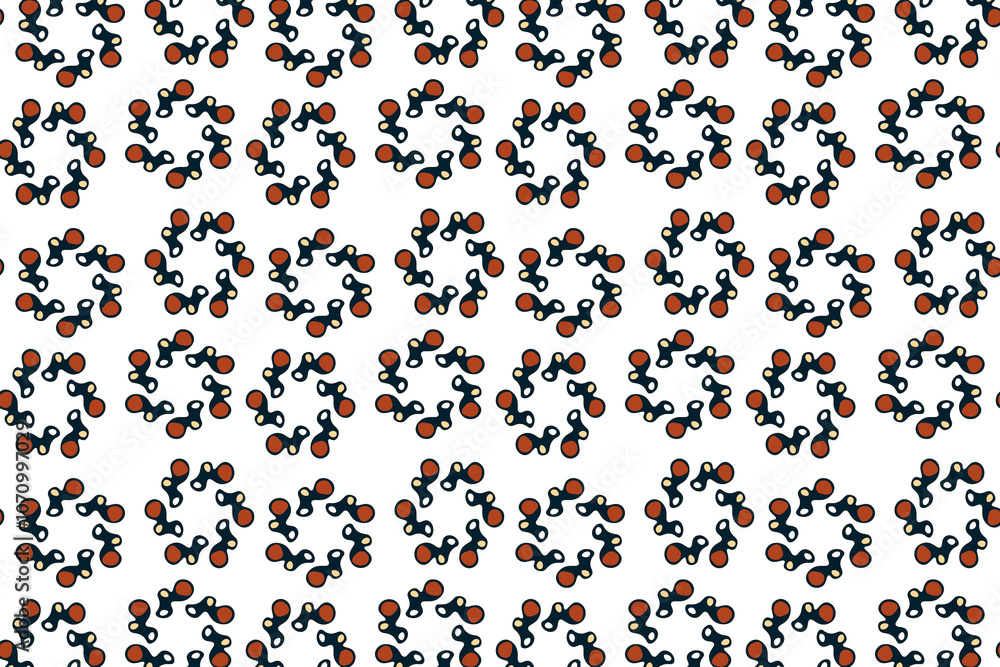 Poster colorful abstract pattern design featuring circular motifs on a white background