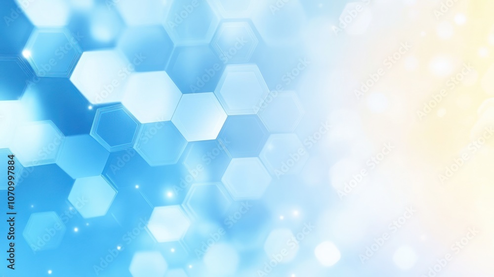 Aufkleber abstract blue hexagonal pattern with a soft gradient background.