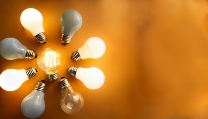 clarifying complex ideas through the glow of lightbulbs flat lay