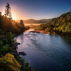 the mad river humboldt county california at sunrise