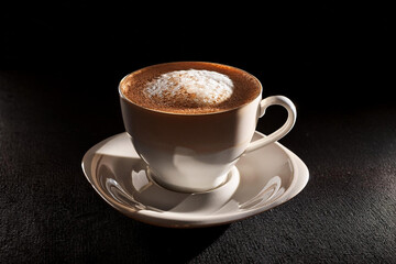 Obraz premium café con mucha espuma y té fondos texturas y color cálido