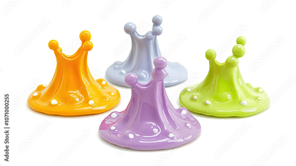 Aufkleber colorful paint splashes in various shapes on a transparent background generative ai