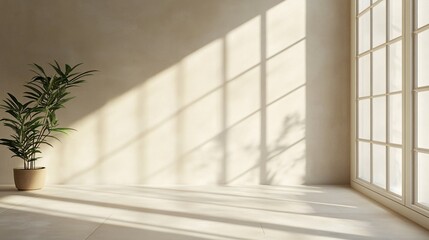 Minimalist Interior with Sunlight Streaming Through a Window