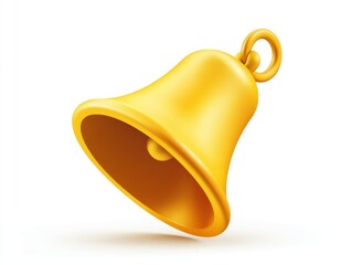 A shiny yellow bell with a loop for hanging, often used for signaling or decoration.