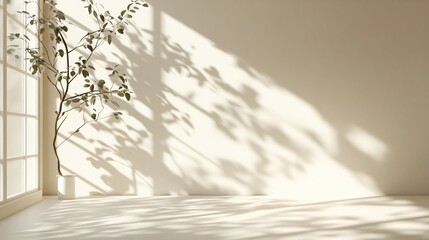 Plant Shadow on a White Wall and Floor