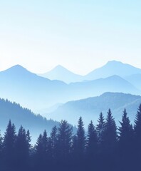 Obraz premium Misty Mountain Range Landscape