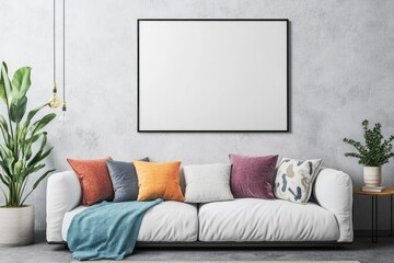 Stylish Living Room Interior with Artistic Decor and Cozy Seating Area