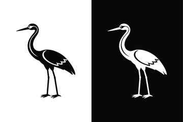 Crane bird icon on White Background Vector Art Illustration on white background.