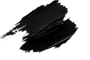 Bold black paint brush stroke isolated on a white background. PNG transparent.
