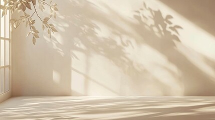 Light and Shadow Play on a Beige Wall and Floor