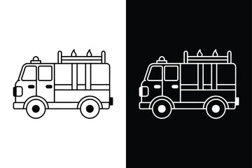 Fire truck icon isolated on on White Background Vector Art Illustration on white background.