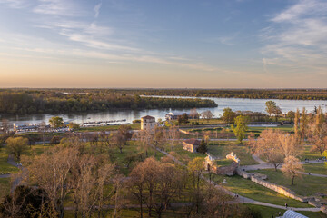 Beautiful view of a town with a river running through it