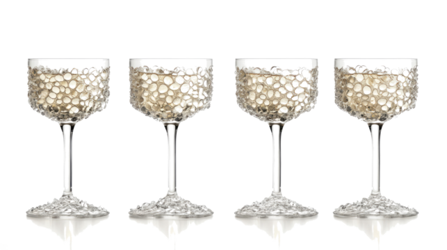 Elegant Crystal Champagne Glasses Set Against a Transparent Background Generative AI