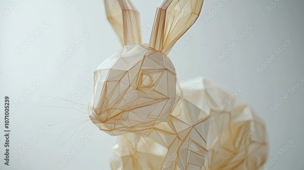 Poster this is a unique and artistic representation of a rabbit made from geometric shapes. its abstract de