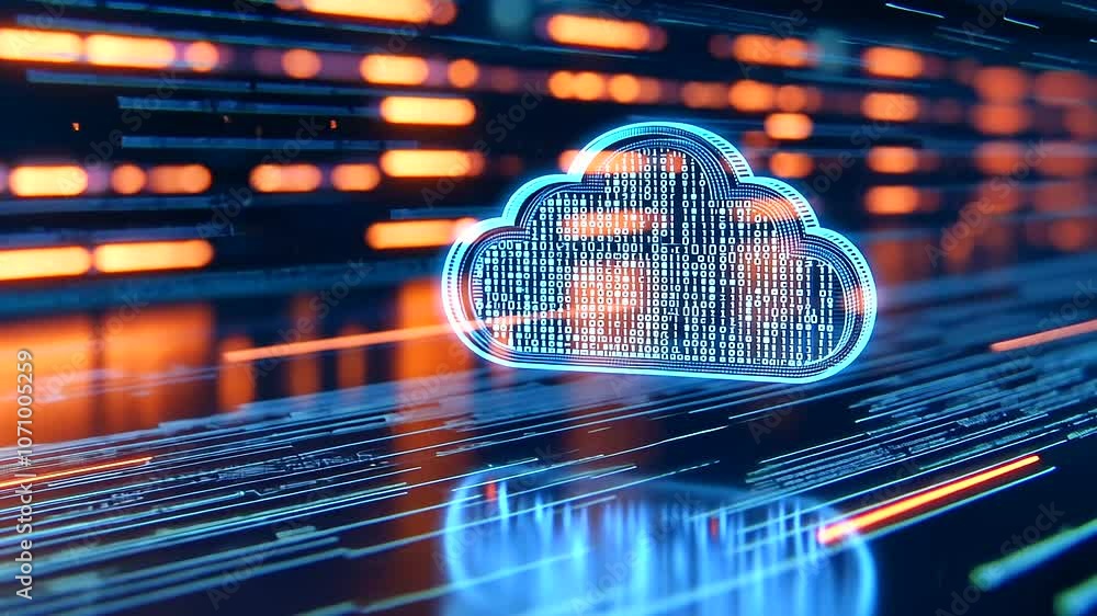 Poster futuristic web hologram representing cloud computing technology