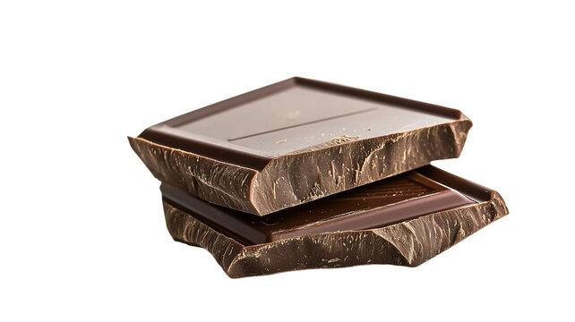 Stacked chocolate bars with segmented squares on white background. PNG transparent.
