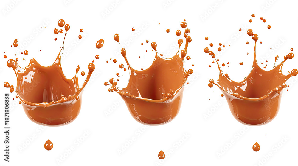 Aufkleber delicious caramel splashes isolated on a transparent background generative ai