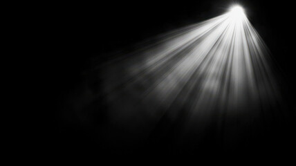 Sun rays overlay with light effects, isolated on a black background, showcasing optical lens flare and abstract light design
