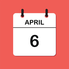 April 6. Daily Calendar icon for design. Simple design for business brochure, flyer, print media, advertisement. Easily editable