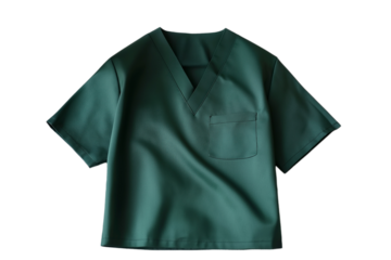 Green nurse scrub shirt, isolated on a white background. PNG transparent.
