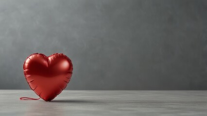 Fototapeta premium A balloon in the form of a red heart on a light background with a copy space