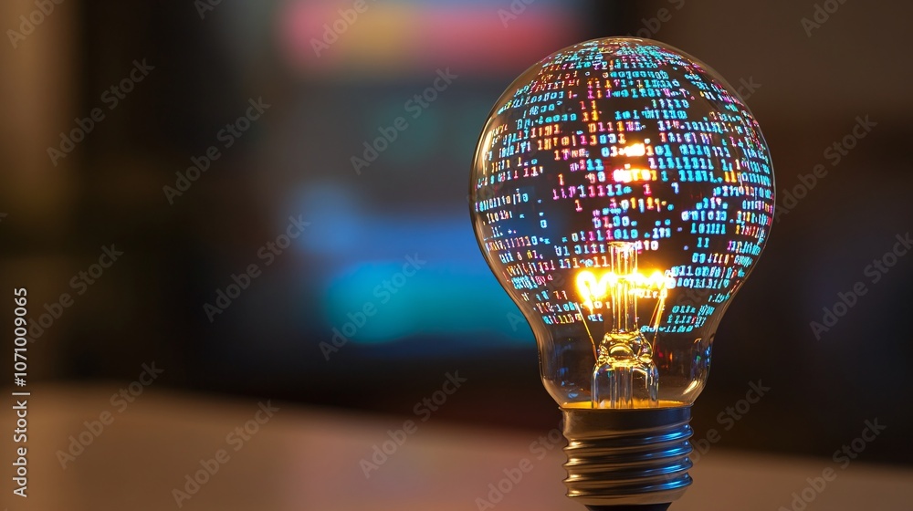 Aufkleber a lightbulb with code brackets inside, symbolizing innovative app ideas and development