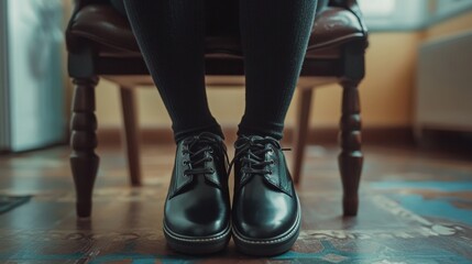 close-up of some school student shoes