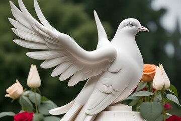 Marble Dove on High: A Cathedral's Symbol of Peace Overlooking Nature