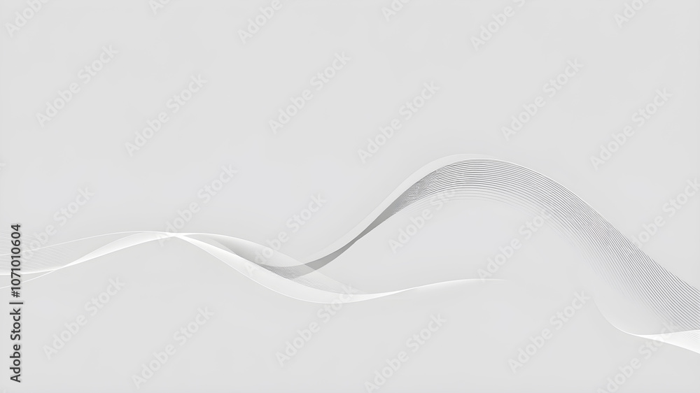Poster delicate line waves in monochromatic gray against a solid background, creating a clean and minimalis