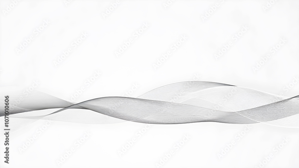 Poster delicate line waves in monochromatic gray against a solid background, creating a clean and minimalis
