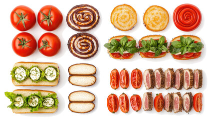 Delicious Assortment of Italian Sandwiches on a White Background Generative AI