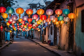 Naklejka premium A Street of Light: Lanterns Promoting Inclusion and Harmony