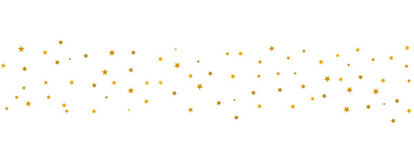 Random gold flying stars confetti on transparent background