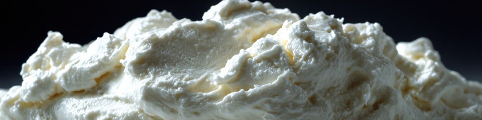 Luxurious Whipped Cream Textures Against Dark Background for Culinary Delights, Dessert Toppings, Food Photography, Dairy Products, and Creamy Confectionery