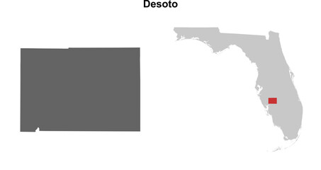 Desoto County (Florida) blank outline map set