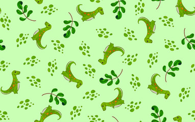 seamless pattern with green dinosaur