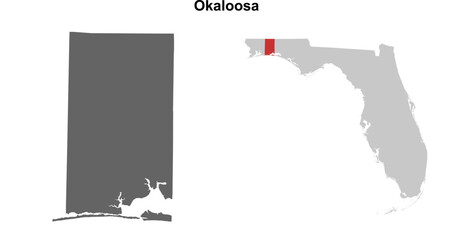 Okaloosa County (Florida) blank outline map set