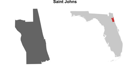 Saint Johns County (Florida) blank outline map set